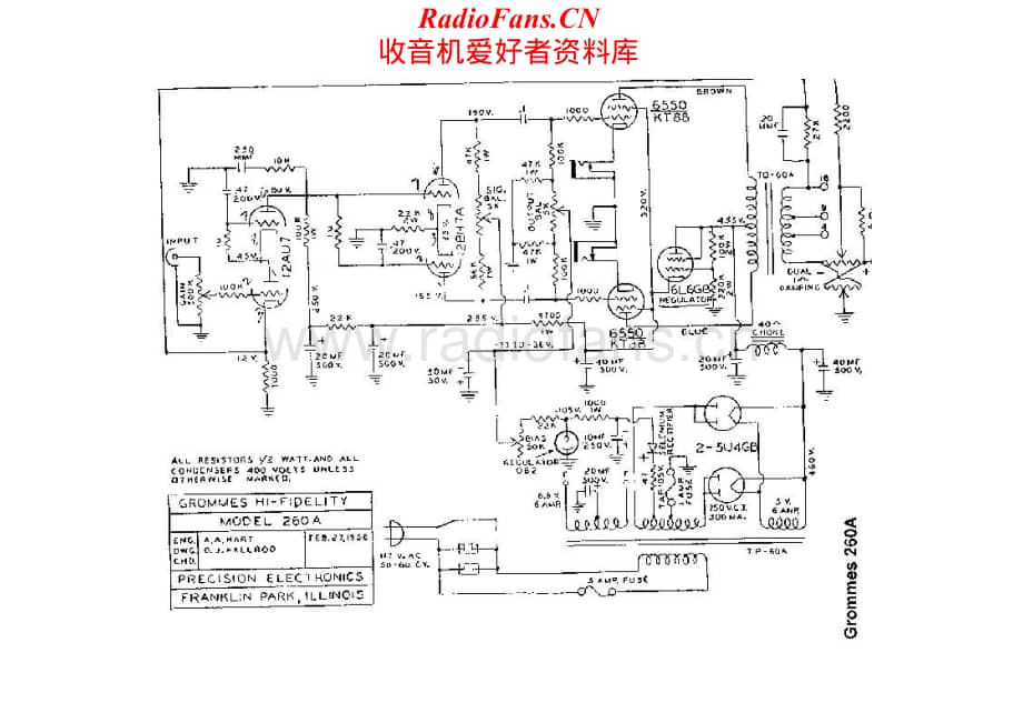 Grommes-260BA-pwr-sch维修电路原理图.pdf_第1页