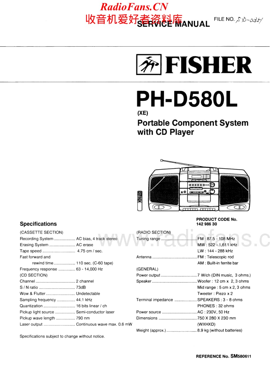 Fisher-PHD580L-cd-sm维修电路原理图.pdf_第1页