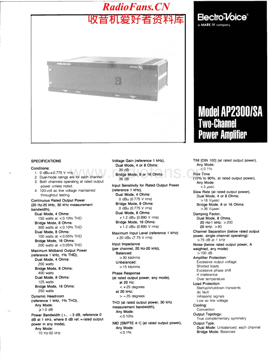 ElectroVoice-AP2300SA-pwr-sch维修电路原理图.pdf_第1页