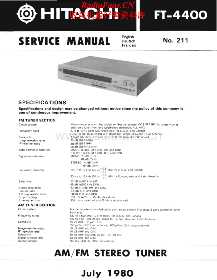 Hitachi-FT4400-tun-sm维修电路原理图.pdf_第1页