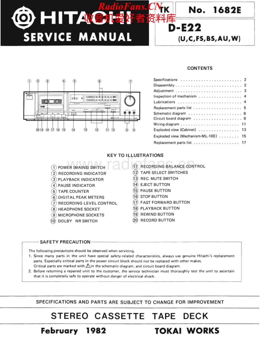 Hitachi-DE22-tape-sm维修电路原理图.pdf_第1页