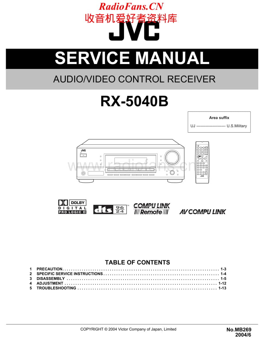 JVC-RX5040B-avr-sm维修电路原理图.pdf_第1页