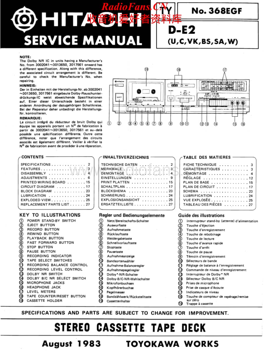 Hitachi-DE2-tape-sm维修电路原理图.pdf_第1页