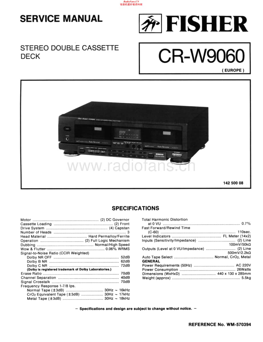 Fisher-CRW9060-tape-sch维修电路原理图.pdf_第1页