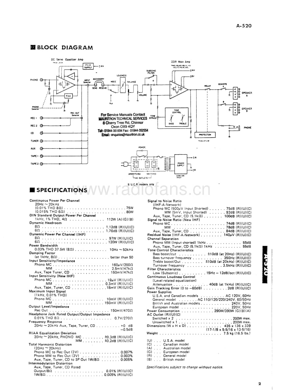 Yamaha-A520-int-sm维修电路原理图.pdf_第3页