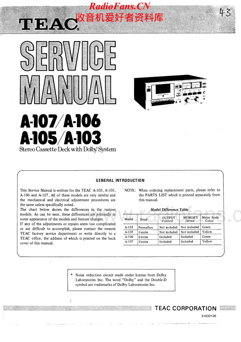 Teac-A106-tape-sm维修电路原理图.pdf_第1页