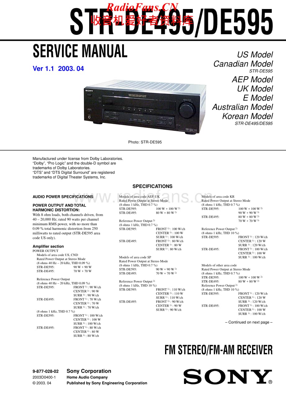 Sony-STRDE495-int-sm维修电路原理图.pdf_第1页