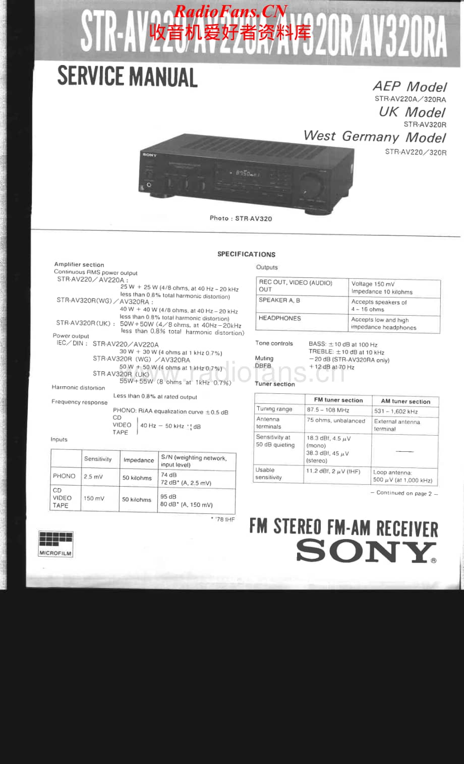 Sony-STRAV220A-rec-sm维修电路原理图.pdf_第1页