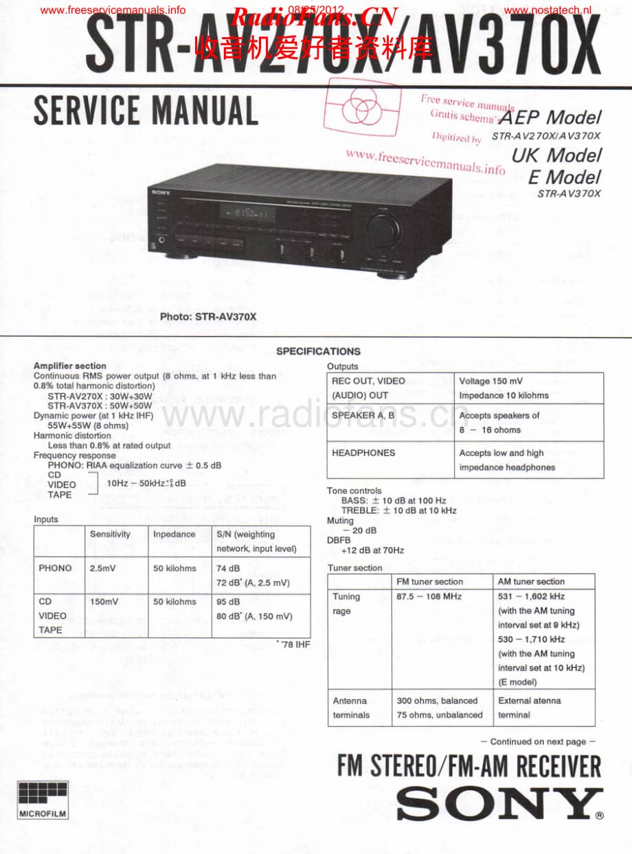 Sony-STRAV270X-rec-sm维修电路原理图.pdf_第1页