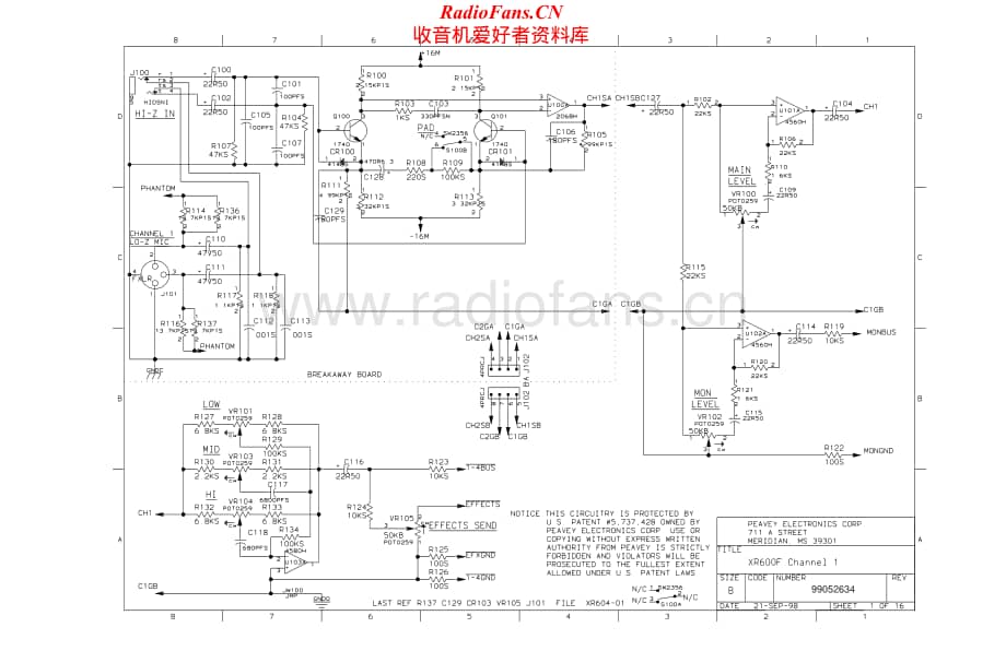 Peavey-XR600F-pre-sch维修电路原理图.pdf_第1页