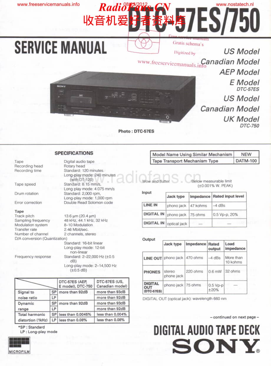 Sony-DTC750-tape-sm维修电路原理图.pdf_第1页