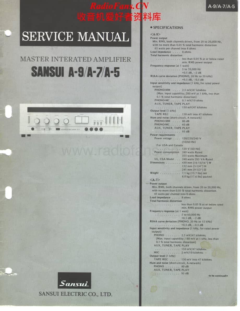 Sansui-A9-int-sm维修电路原理图.pdf_第1页