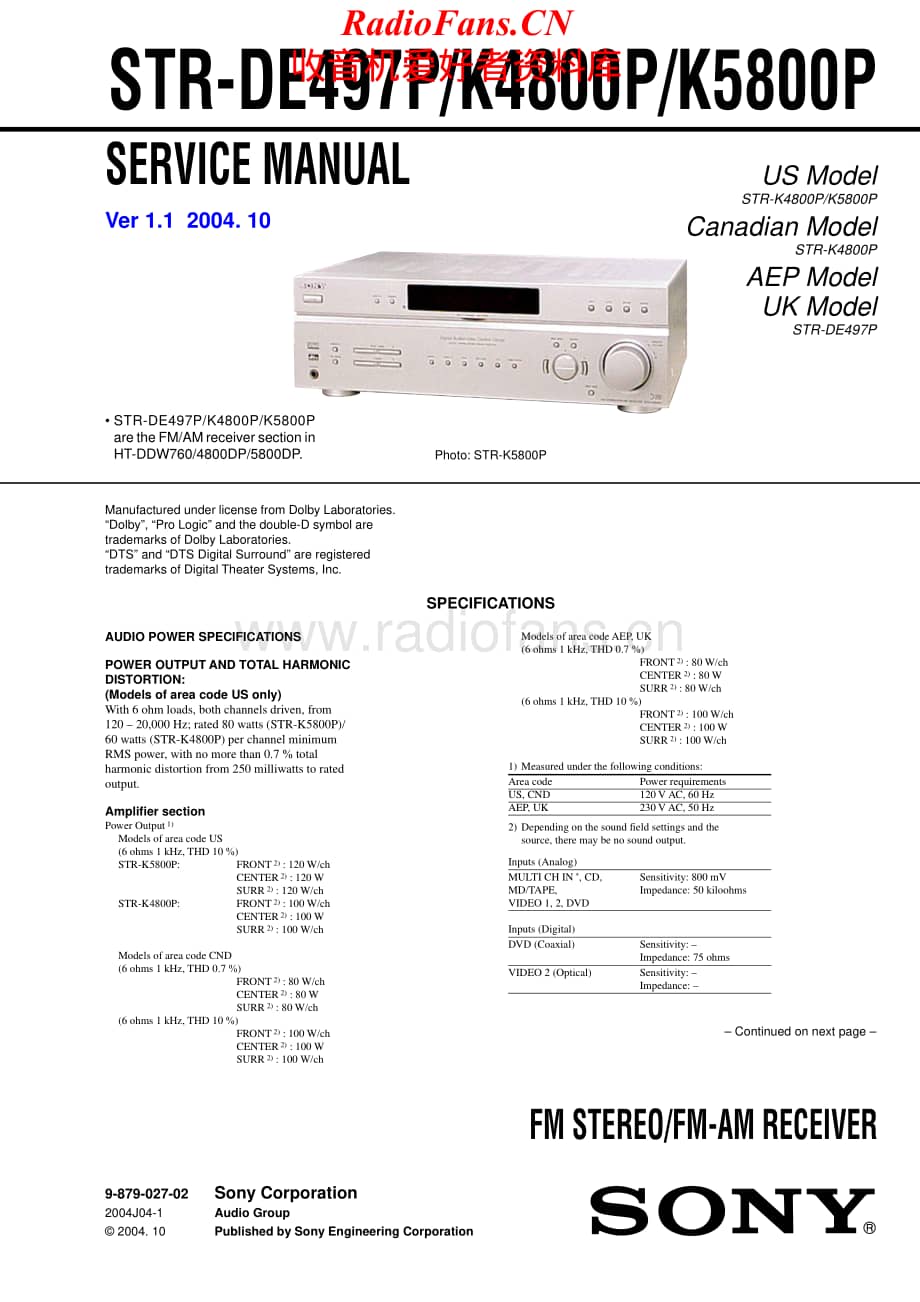 Sony-STRDE497P-rec-sm维修电路原理图.pdf_第1页