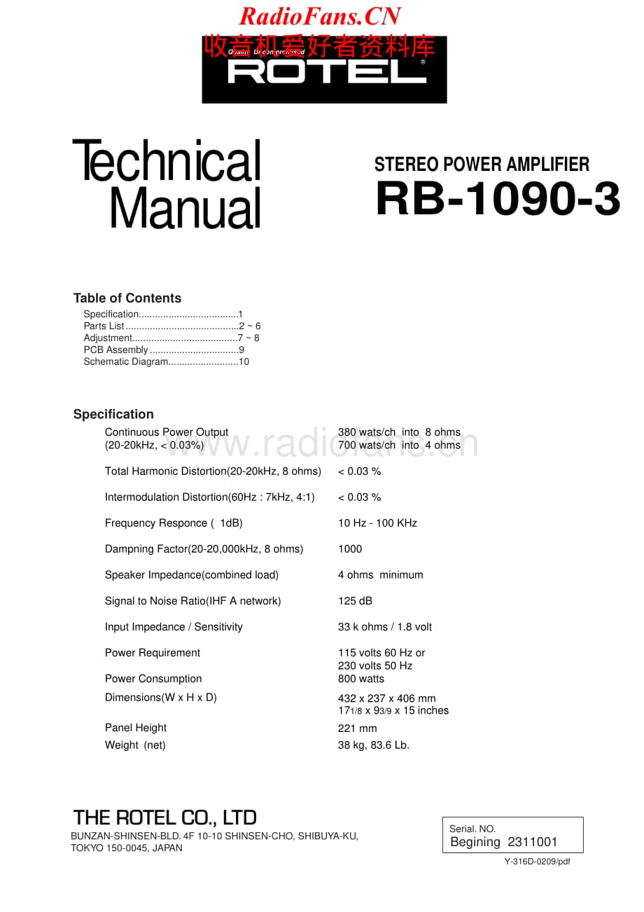 Rotel-RB1090-pwr-sm维修电路原理图.pdf_第1页