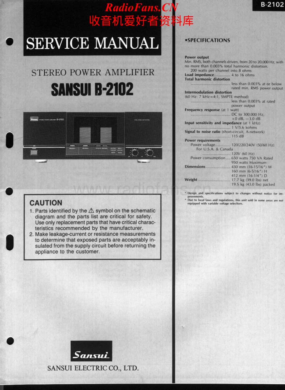 Sansui-B2102-pwr-sm维修电路原理图.pdf_第1页