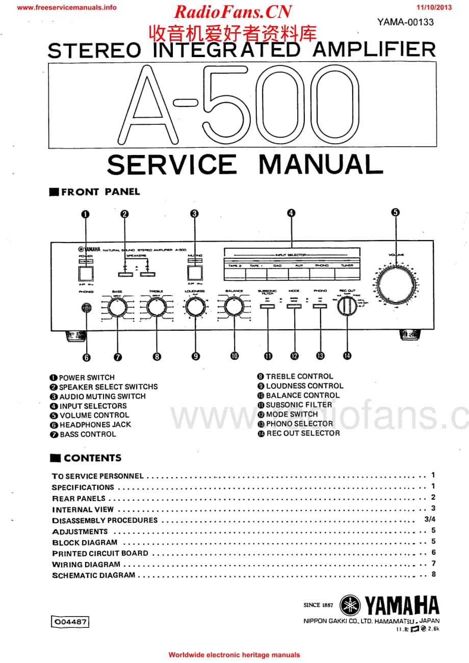 Yamaha-A500-int-sm维修电路原理图.pdf_第1页