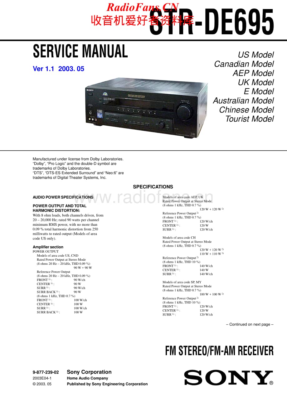 Sony-STRDE695-rec-sm维修电路原理图.pdf_第1页