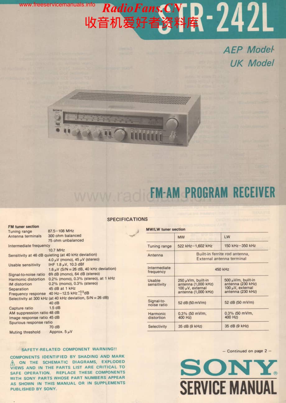 Sony-STR242L-rec-sm维修电路原理图.pdf_第1页