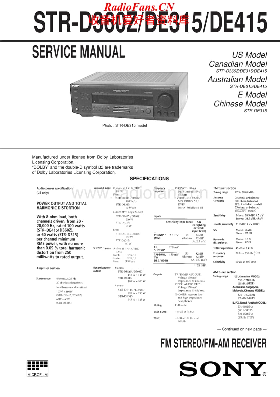 Sony-STRDE415-rec-sm维修电路原理图.pdf_第1页