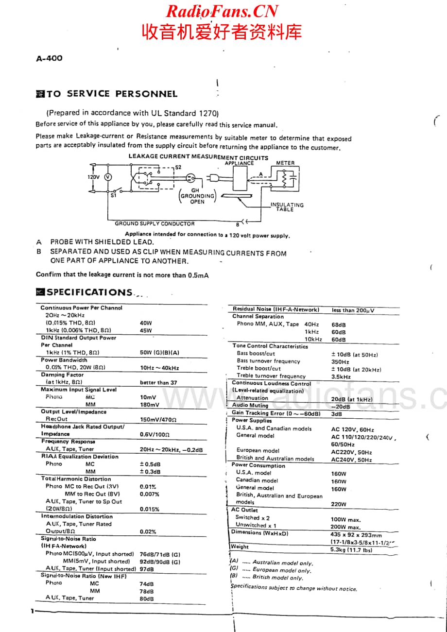 Yamaha-A400-int-sm维修电路原理图.pdf_第2页