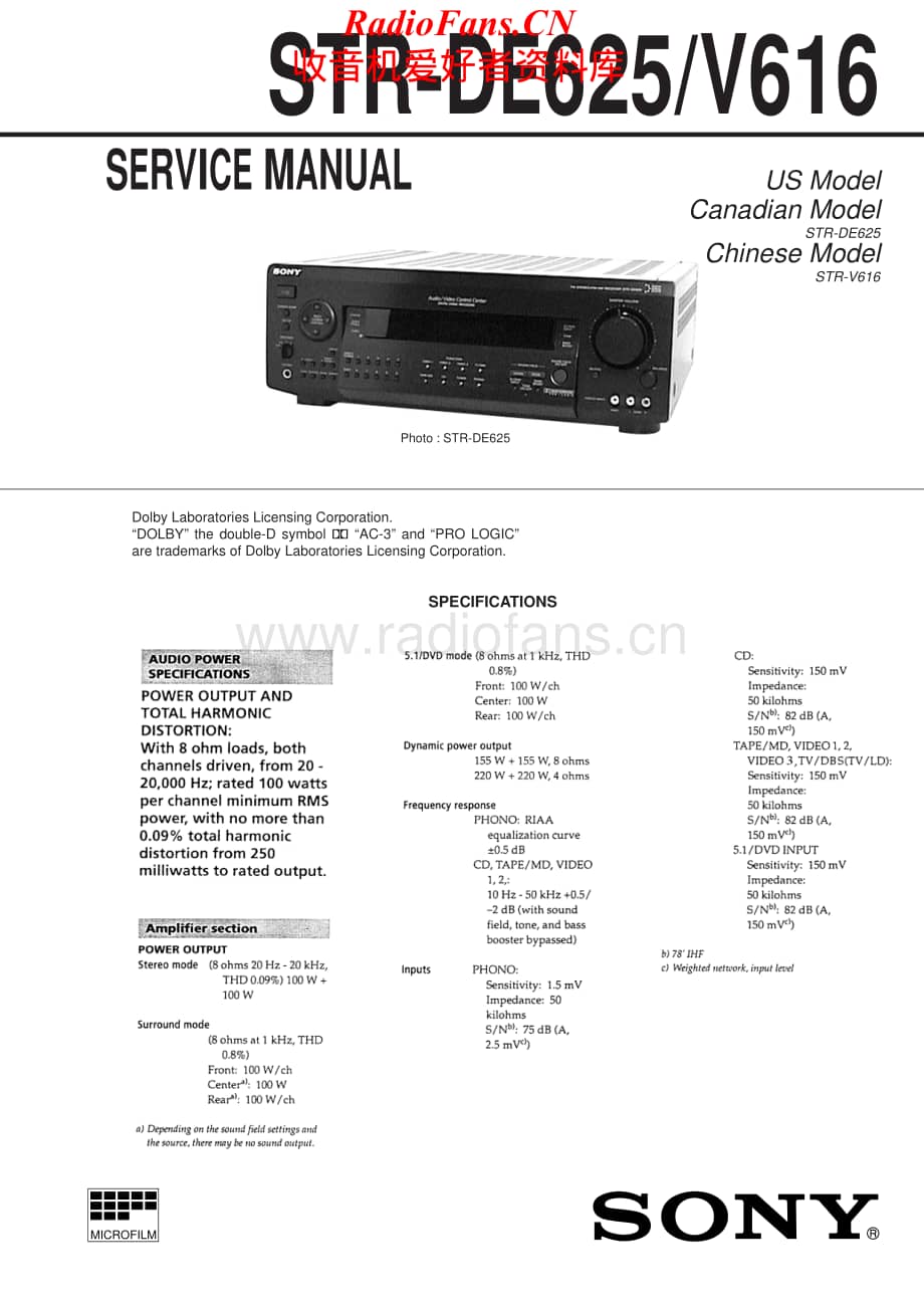 Sony-STRDE625-rec-sm维修电路原理图.pdf_第1页