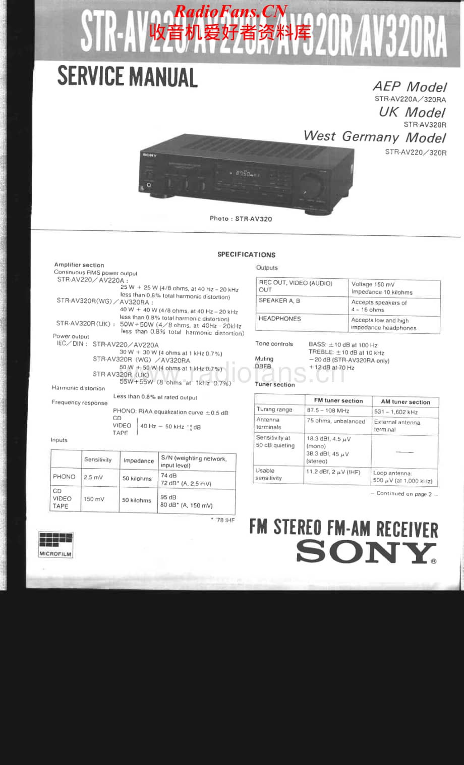 Sony-STRAV320RA-rec-sm维修电路原理图.pdf_第1页
