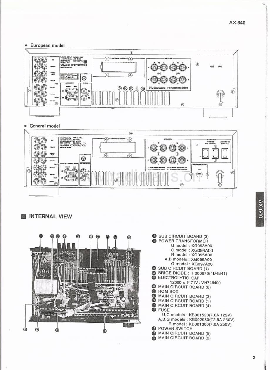 Yamaha-AX640-int-sm维修电路原理图.pdf_第3页