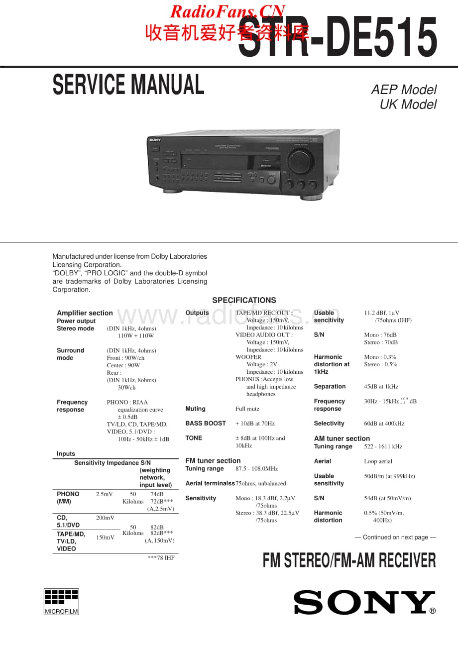 Sony-STRDE515-rec-sm维修电路原理图.pdf_第1页