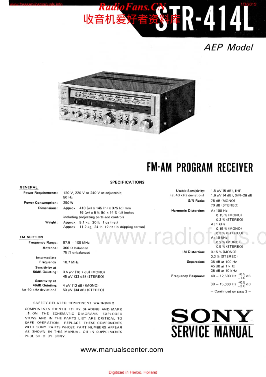 Sony-STR414L-rec-sm维修电路原理图.pdf_第1页