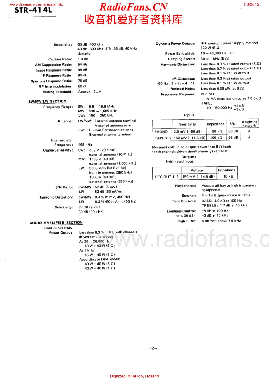 Sony-STR414L-rec-sm维修电路原理图.pdf_第2页