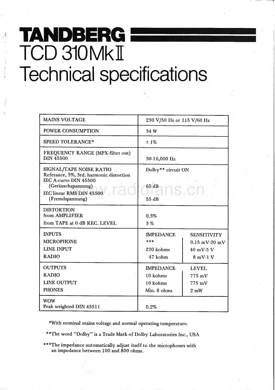 tandberg tcd-310mkii-specs-block_diag 维修电路原理图.pdf_第1页