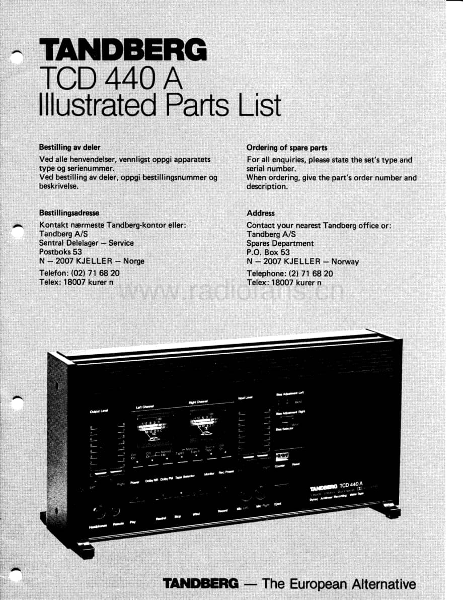 tandberg tcd-440a-illustr-parts 维修电路原理图.PDF_第1页