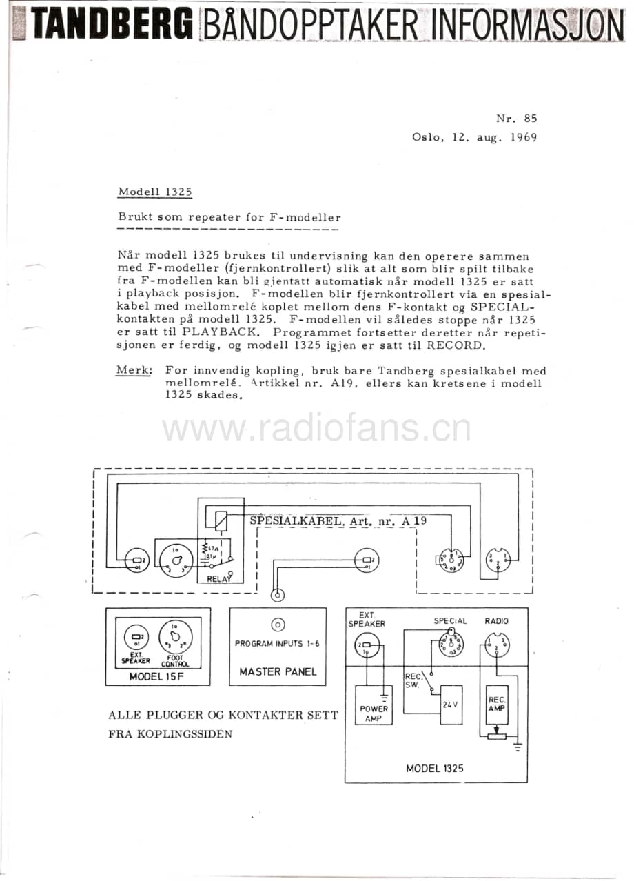 tandberg tb-serviceinfo-85-104_1969-71 维修电路原理图.pdf_第1页