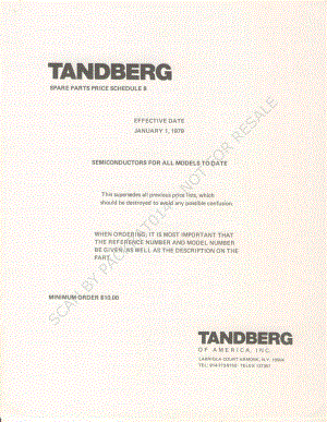 tandberg semiconductors-partslist-1979 维修电路原理图.pdf