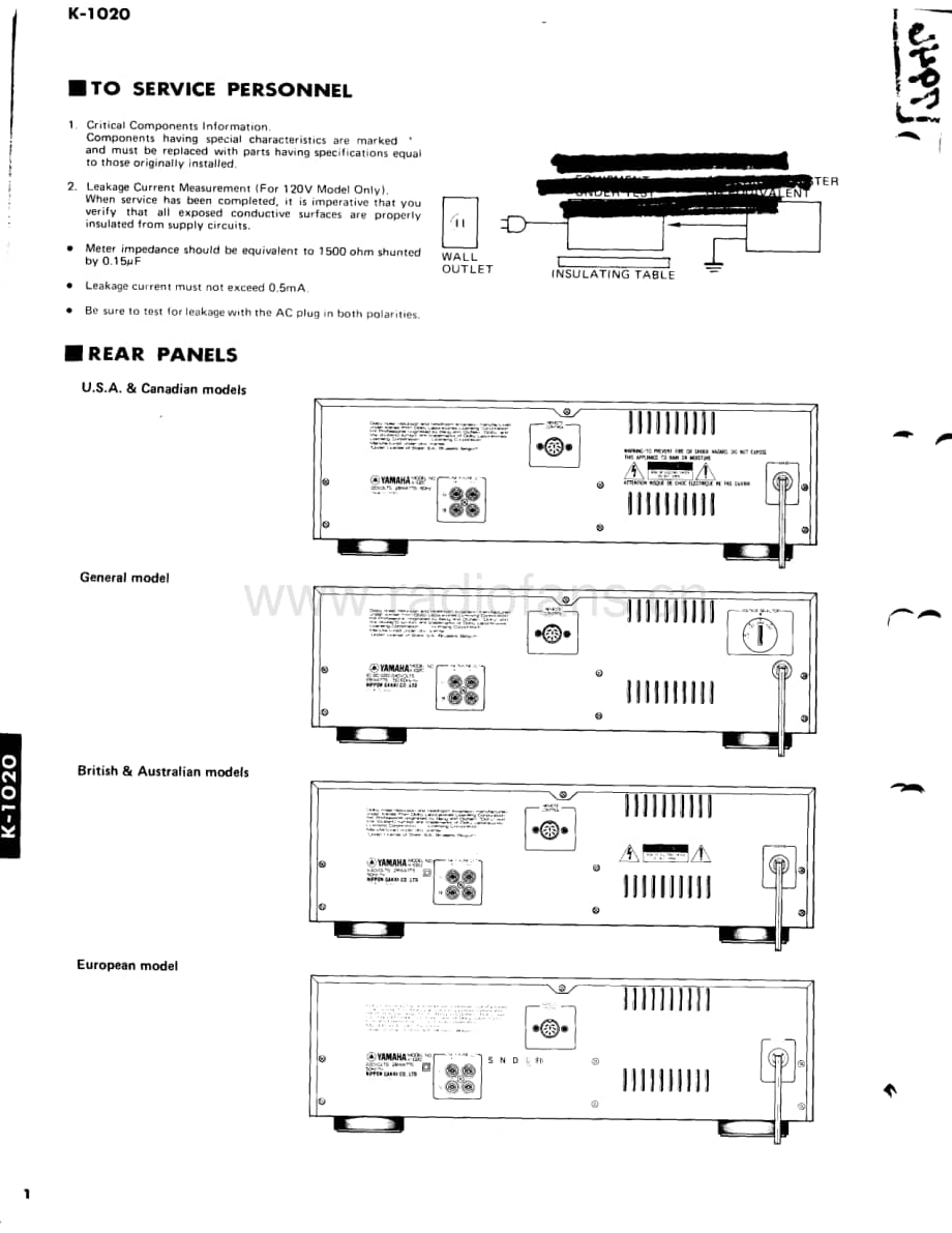 YAMAHA k-1020-sm 维修电路原理图.PDF_第2页