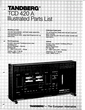 tandberg tcd-420a-illustr-parts 维修电路原理图.PDF