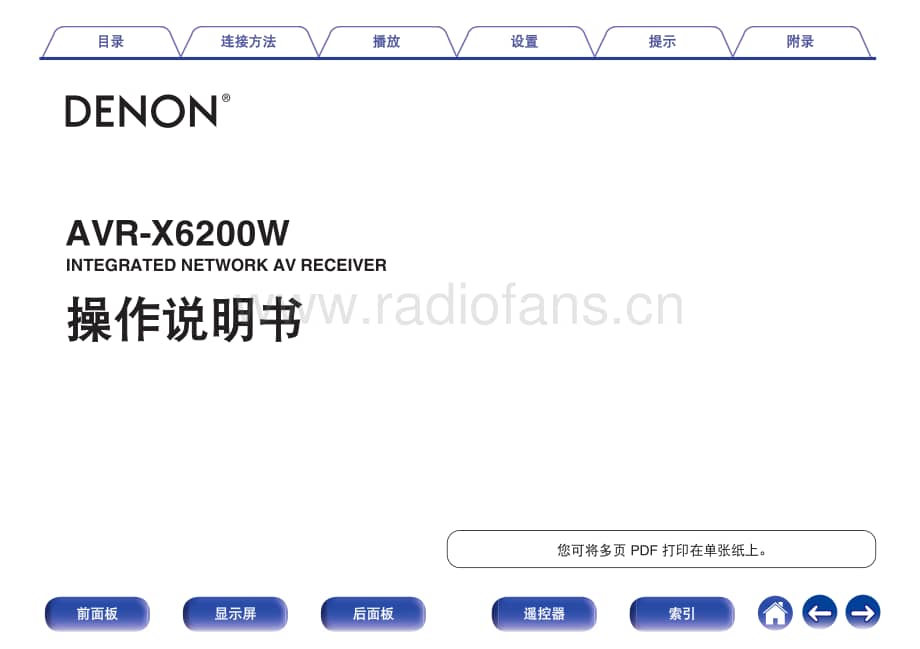 AVRX6200W_AP_ZH功放使用说明书.pdf_第1页