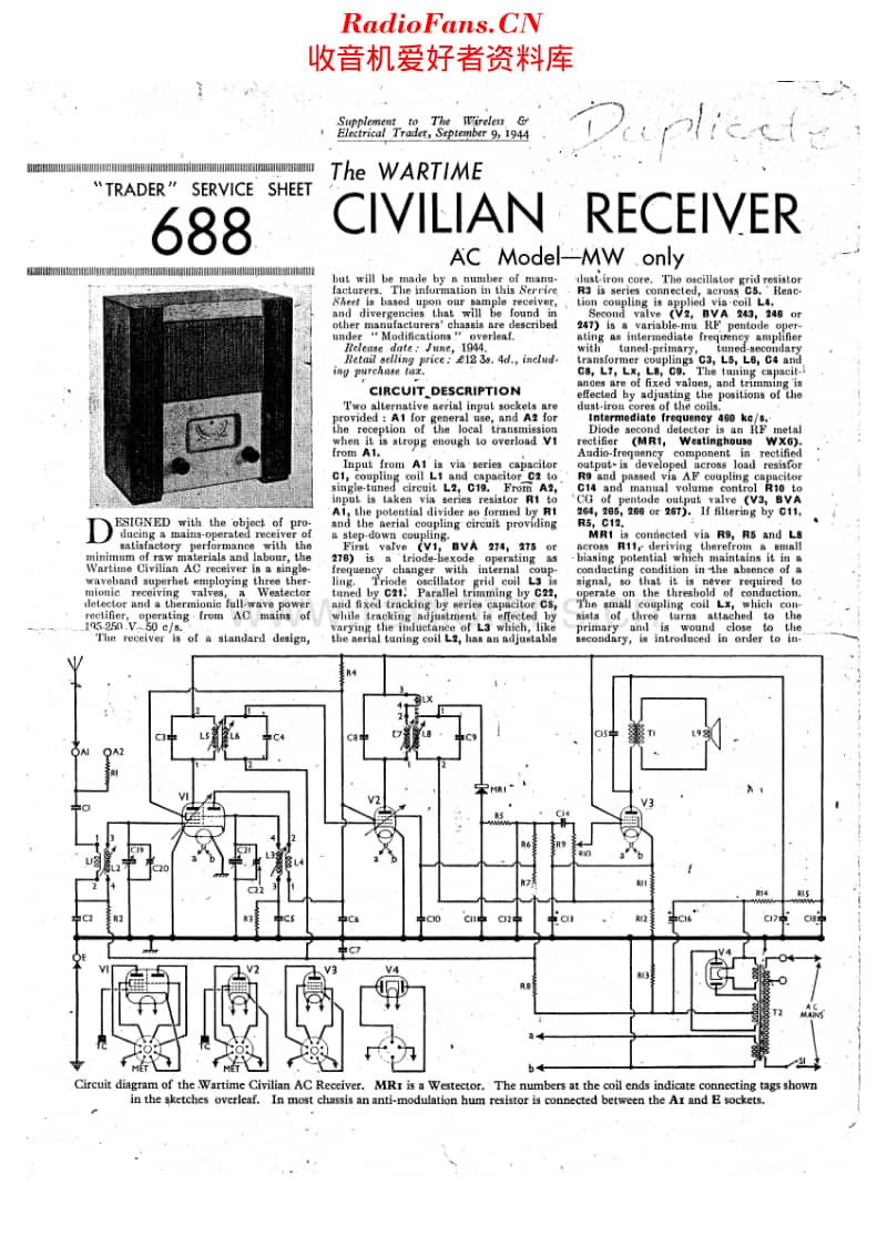 Volksontvanger_WartimeCivilianReceiver维修电路原理图.pdf_第1页