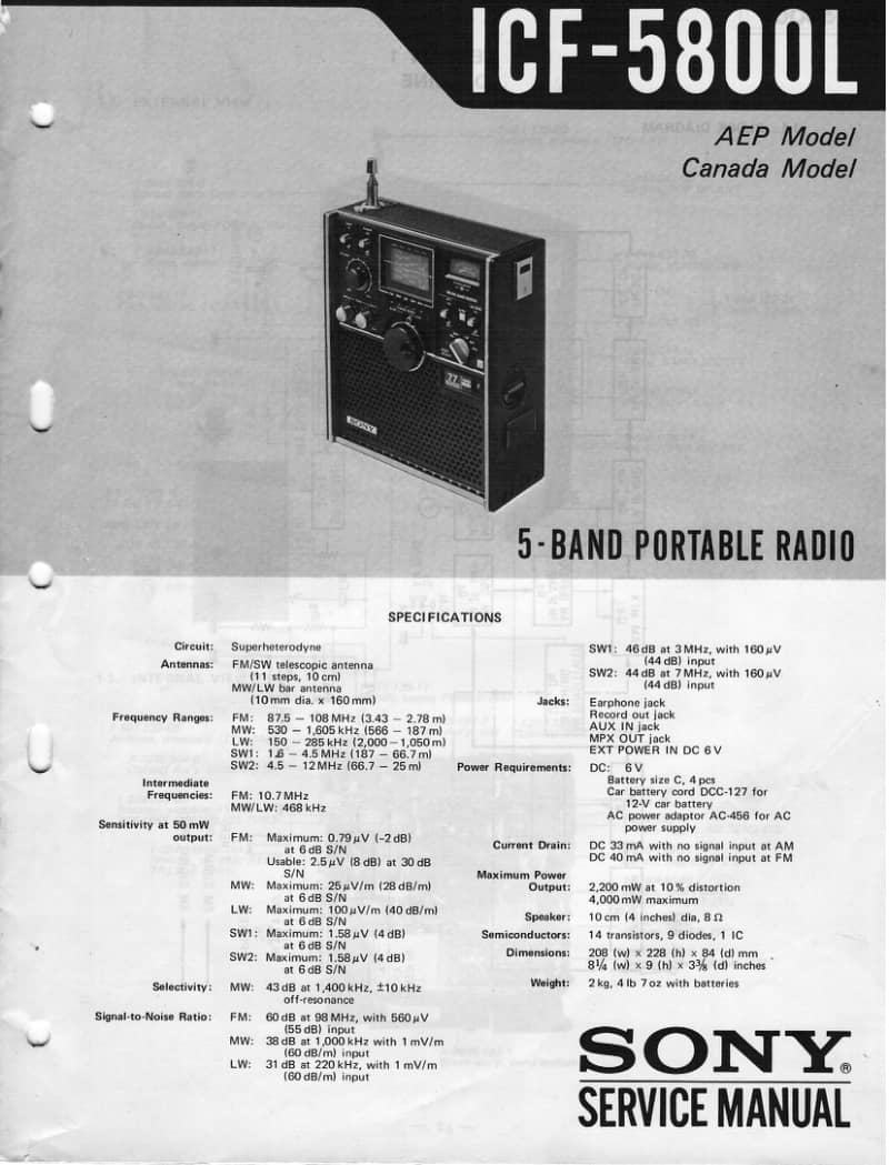 SONY ICF-5800L 维修手册.pdf_第1页