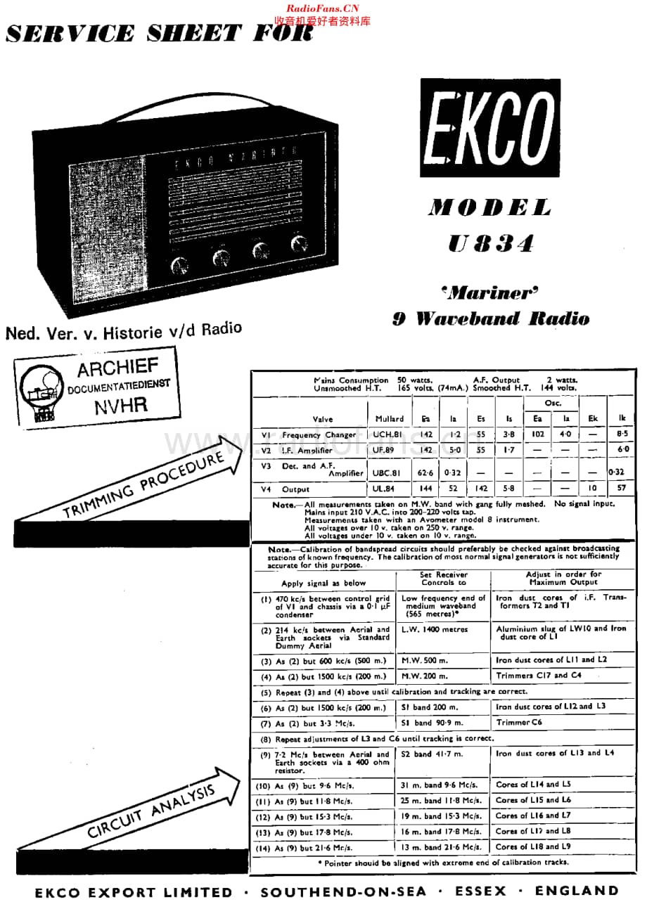 Ekco_U834维修电路原理图.pdf_第1页