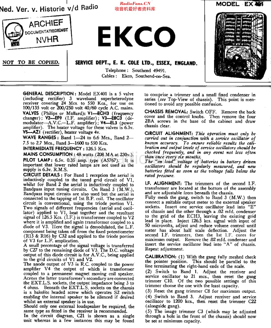 Ekco_EX401维修电路原理图.pdf_第1页