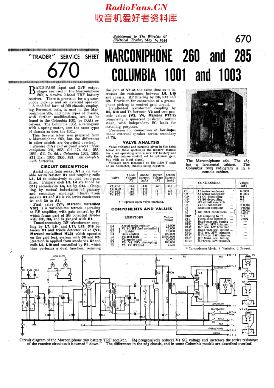 Marconiphone_260 维修电路原理图.pdf_第1页