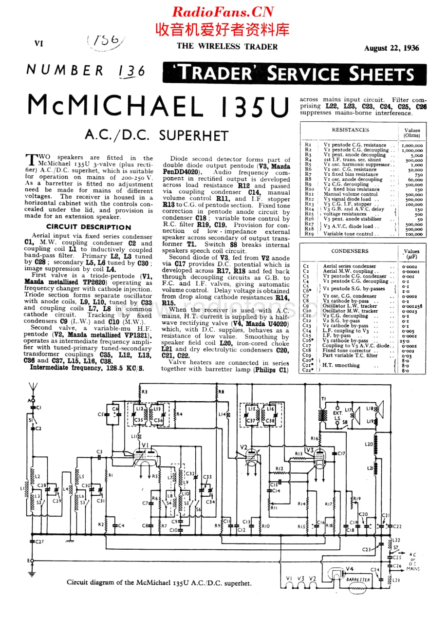 McMichael_135U 维修电路原理图.pdf_第1页