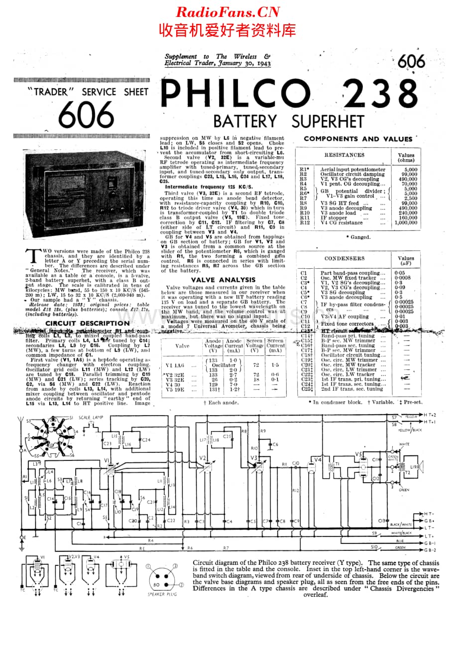 Philco_238 维修电路原理图.pdf_第1页