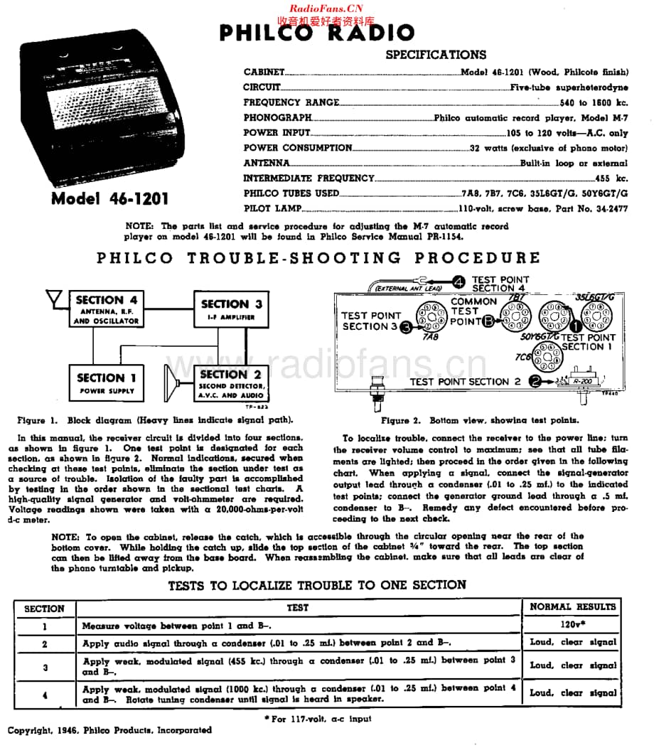 Philco_46-1201 维修电路原理图.pdf_第1页