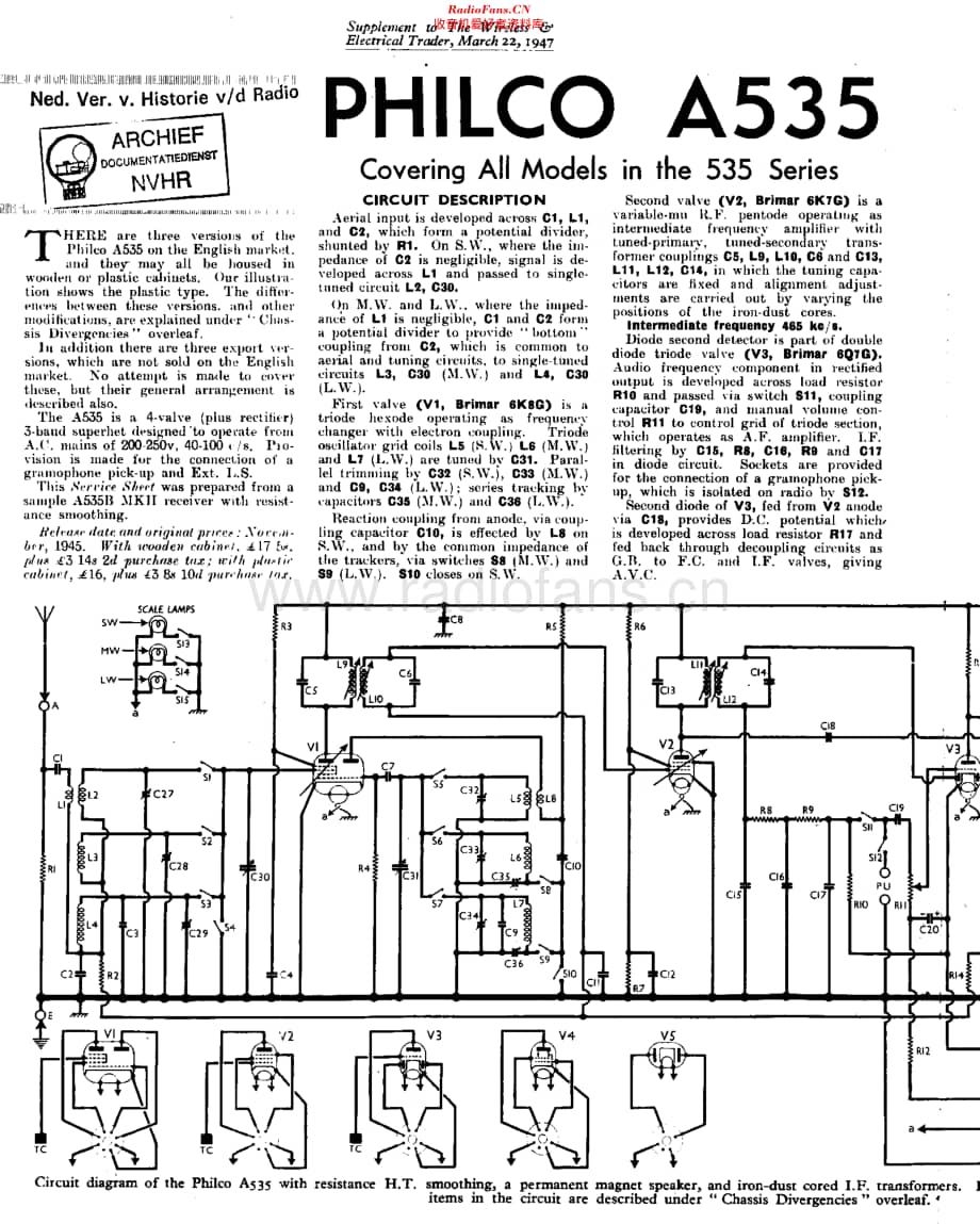 Philco_A535 维修电路原理图.pdf_第1页