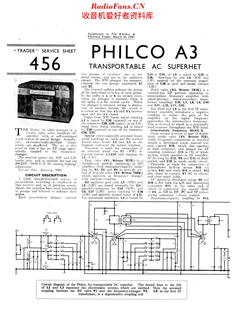 Philco_A3 维修电路原理图.pdf_第1页