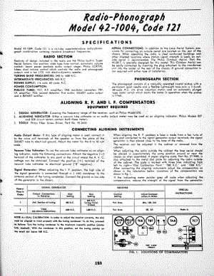 philco Radio-Phonograph Model 42-1004, Code 121 维修电路原理图.pdf