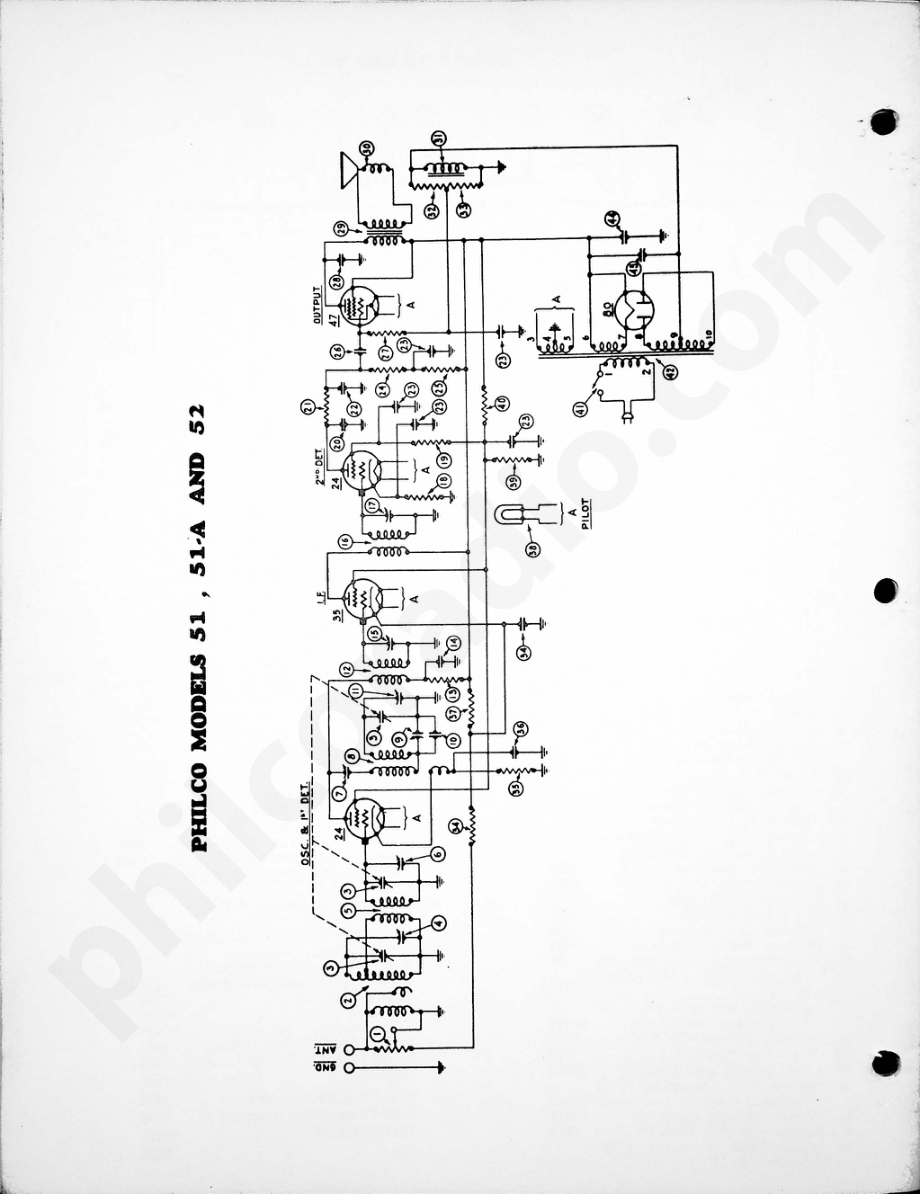 philco Models 51, 51-A and 52 电路原理图.pdf_第1页