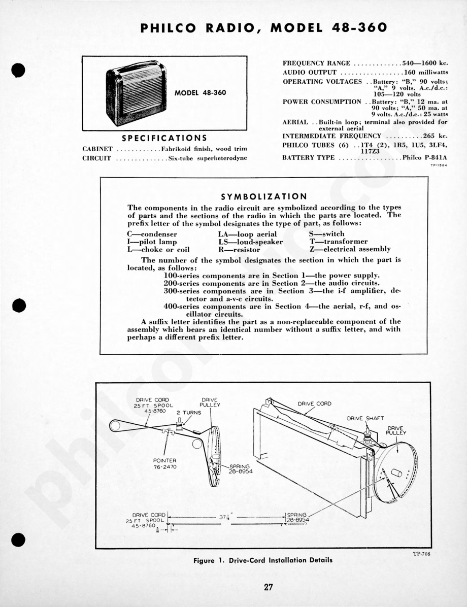 Philco Radio Model 48-475维修电路原理图.pdf_第1页